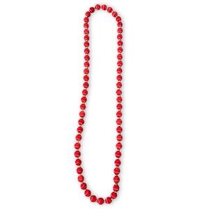 Vintage Ruby Red Silk Satin Wrapped Bead Necklace 30”+ Gold Tone Spacer 70s 80s